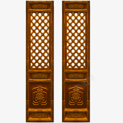 棕色中国风木门装饰图案素材