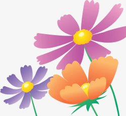 春天粉紫色手绘花朵素材
