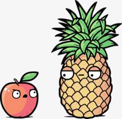 卡通手绘菠萝苹果素材