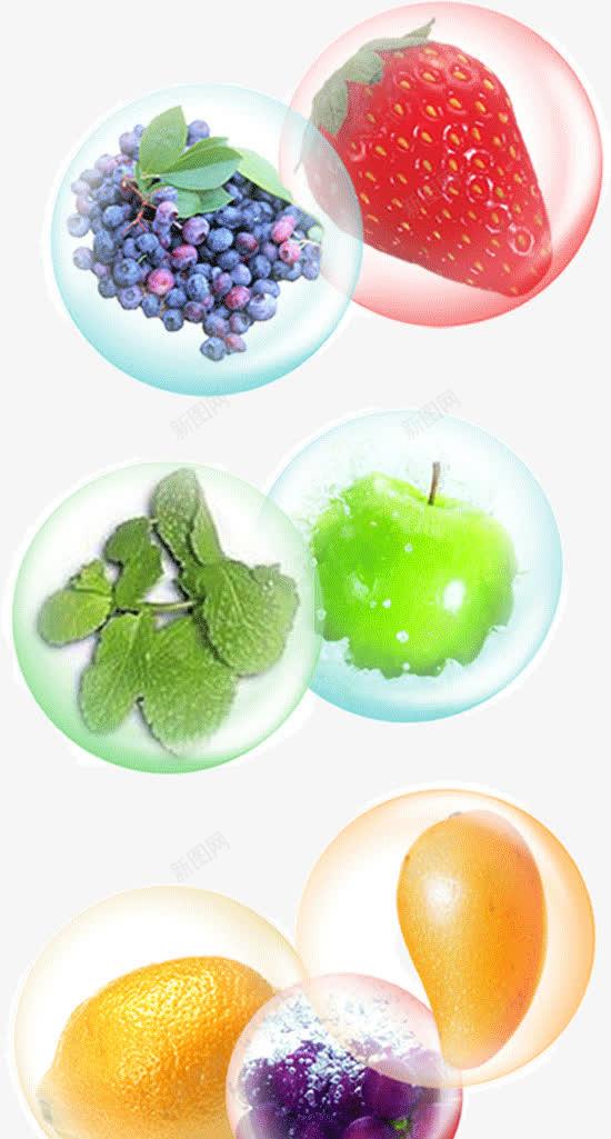 泡泡里的各色水果png免抠素材_88icon https://88icon.com 各色 晶莹 水果 泡泡 透明