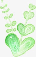 卡通绿色爱心植物手绘素材