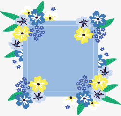 蓝白色春花装饰框矢量图素材