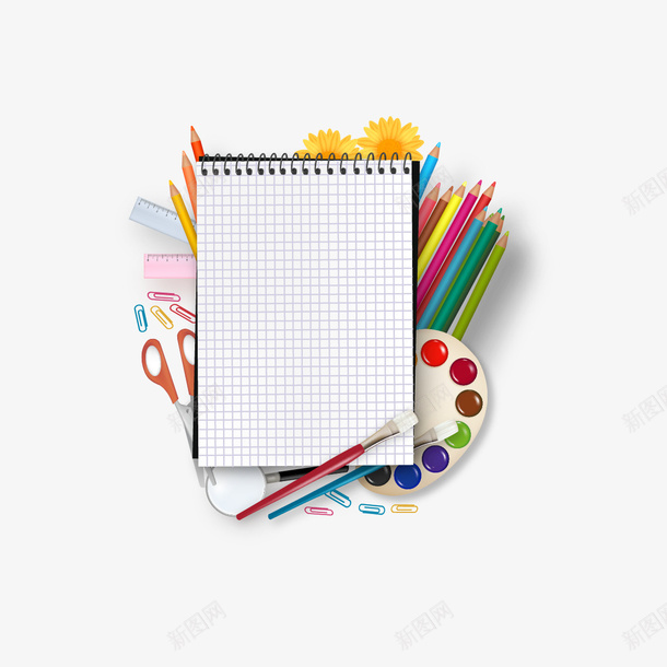 学生用品矢量图ai免抠素材_88icon https://88icon.com 学习用品 本 画板 画笔 笔 矢量图