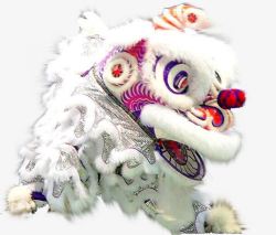 中国风元素白色的舞狮素材