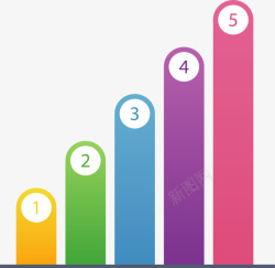 彩色阶梯步骤图表矢量图素材
