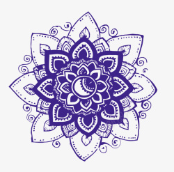 蓝色手绘花纹矢量图素材