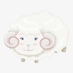 白色可爱犄角绵羊素材