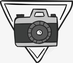 灰色三角相机标题框素材