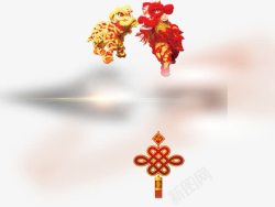 舞狮中国结装饰元素素材