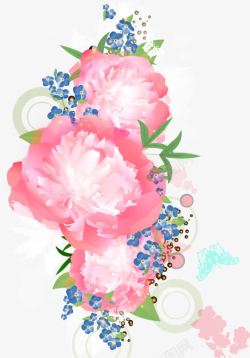 手绘粉色月季花朵图案素材