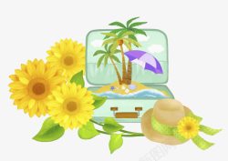 花朵和太阳帽素材