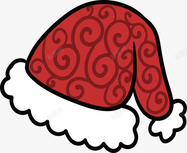 红色花纹圣诞帽矢量图ai免抠素材_88icon https://88icon.com 圣诞 圣诞帽 圣诞节 矢量png 红色圣诞帽 红色帽子 矢量图
