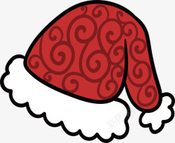 红色花纹圣诞帽矢量图素材
