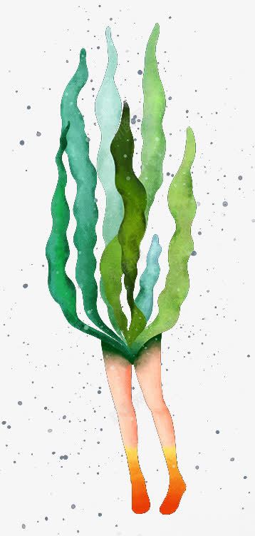 彩绘水草植物图案png免抠素材_88icon https://88icon.com 创意图案 彩绘水草 植物图案