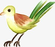 黄色手绘可爱小鸟素材