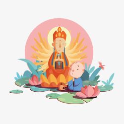 简约观影和尚插画素材