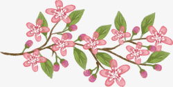 粉红色小花枝条矢量图素材