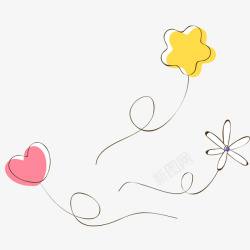 手绘的爱心花朵素材