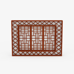 红棕色复古古典中式花窗素材