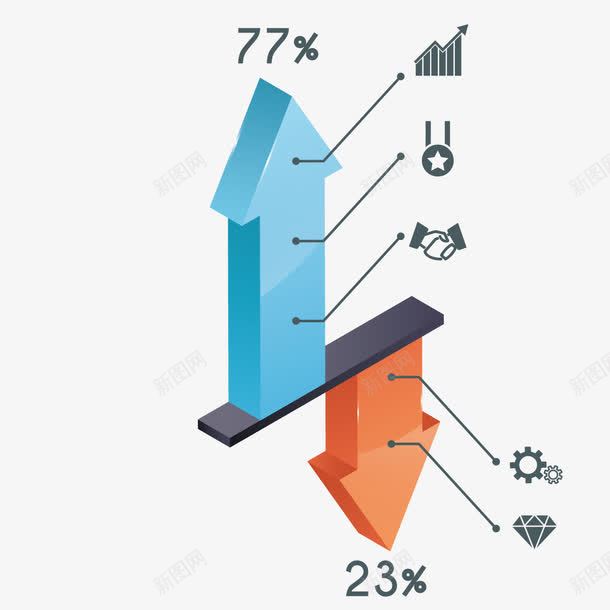 PPT数据箭头png免抠素材_88icon https://88icon.com PPT 上涨 数据 蓝色箭头