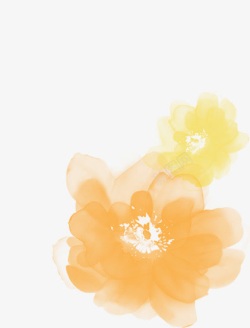 黄色水墨绘画花朵素材