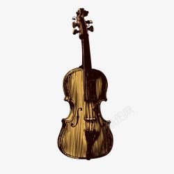 复古手绘木质小提琴素材
