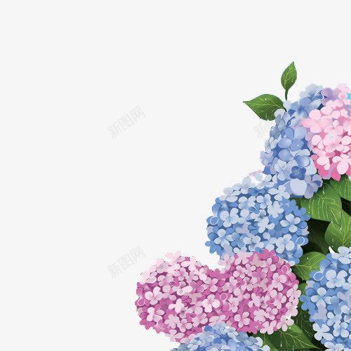 手绘粉蓝色花朵装饰png免抠素材_88icon https://88icon.com 花朵 蓝色 装饰