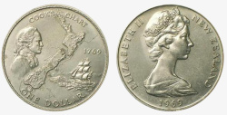 硬币中的新西兰地图素材
