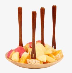 水果盘和叉子素材