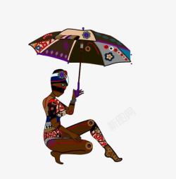 异域风情的女子撑着伞素材