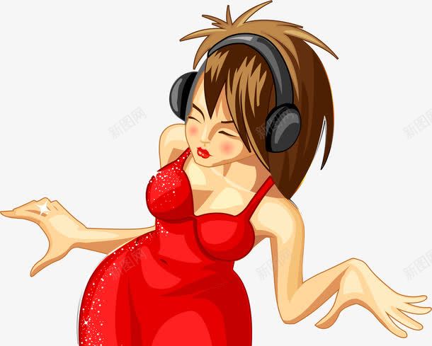 手绘听音乐png免抠素材_88icon https://88icon.com 听音乐 手绘 美女
