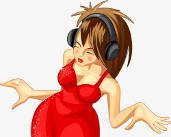 手绘听音乐素材