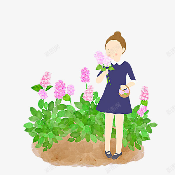 手绘时尚插画女孩和粉丁香png免抠素材_88icon https://88icon.com 丁香 丁香花 女孩 手绘 手绘丁香 插画 时尚 粉丁香