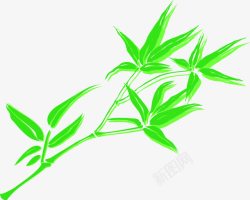 手绘绿色竹叶装饰插图素材