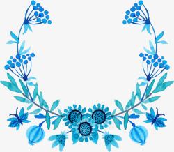 创意合成手绘蓝色的花卉图案素材