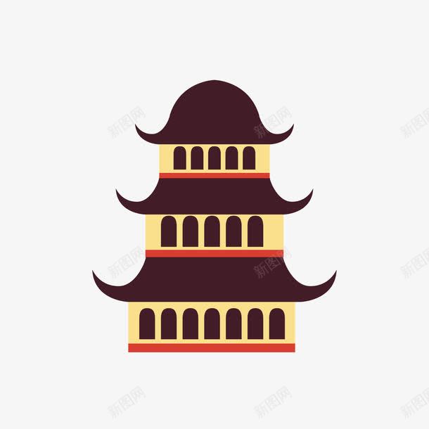 彩色古塔建筑矢量图eps免抠素材_88icon https://88icon.com 卡通 建筑 彩色古塔 旅游 矢量建筑 矢量图