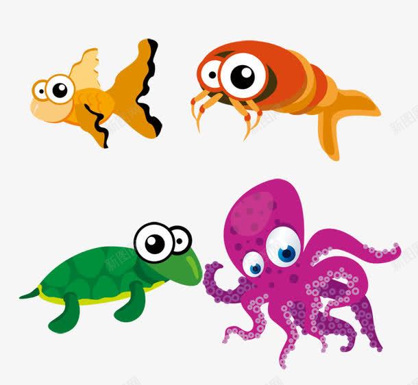 卡通海洋鱼类png免抠素材_88icon https://88icon.com 动物 手绘 海洋生物 海鱼 海龟 金鱼 鱼