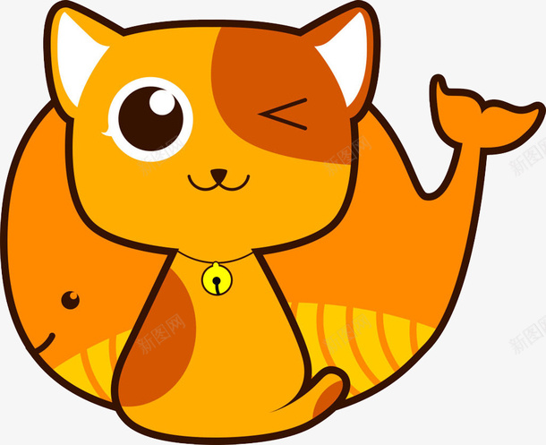 猫和鱼png免抠素材_88icon https://88icon.com 动物 卡通 猫和鱼 黄色