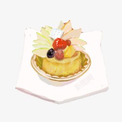 水果蛋糕手绘画片素材