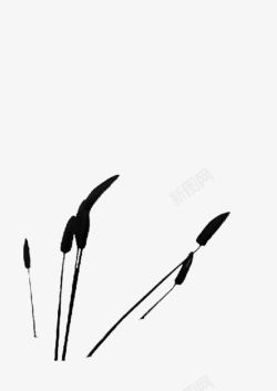 芦苇草地植物黑白素材