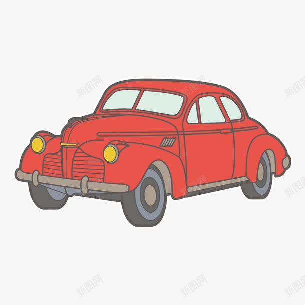 红色老爷车png免抠素材_88icon https://88icon.com 古董 汽车 红色 老爷车