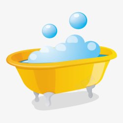 黄色浴缸泡泡素材