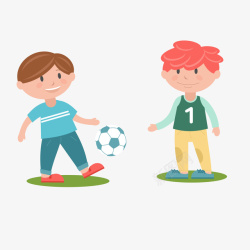 卡通踢足球的小男孩素材