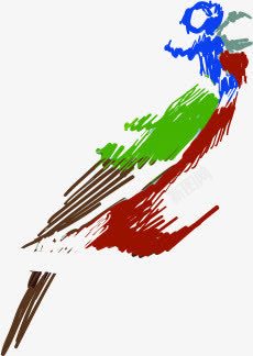 彩色手绘鸟儿创意抽象素材