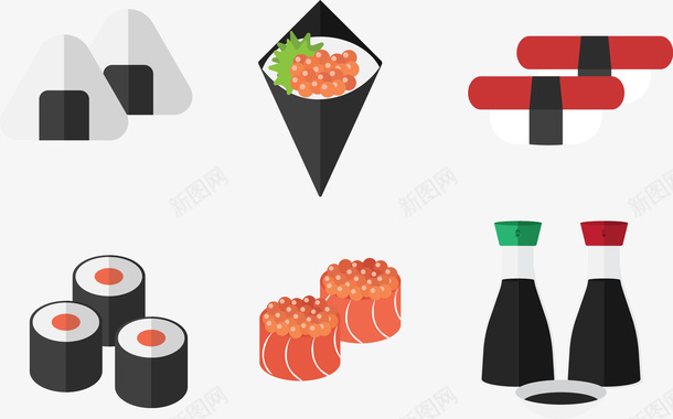 寿司矢量图ai免抠素材_88icon https://88icon.com 寿司 食物 矢量图