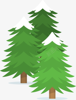 绿色冬日积雪圣诞树素材