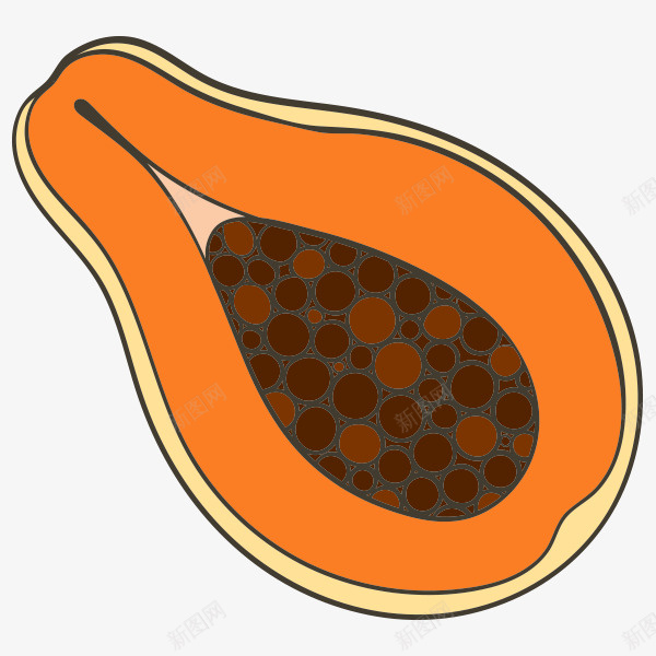 手绘木瓜png免抠素材_88icon https://88icon.com PNG图形 PNG装饰 木瓜 水果 装饰 食物