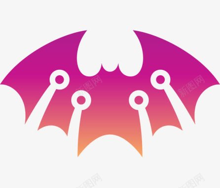 紫红色卡通蝙蝠动物图标图标