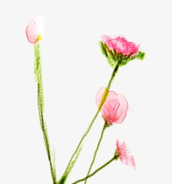 粉色蜡笔花朵装饰图案素材