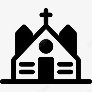 教堂屋顶上的十字架图标图标